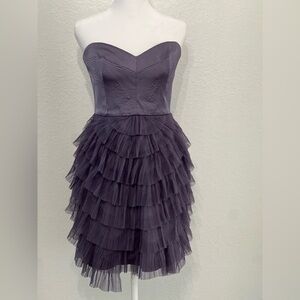 BCBGMaxAzria Strapless Layered Dress in Deep Purple size 6